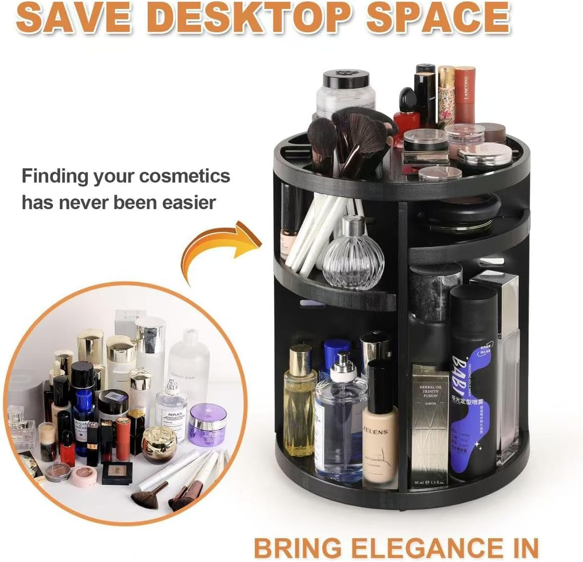 Cosmetics 360° Rotating Makeup Organizer