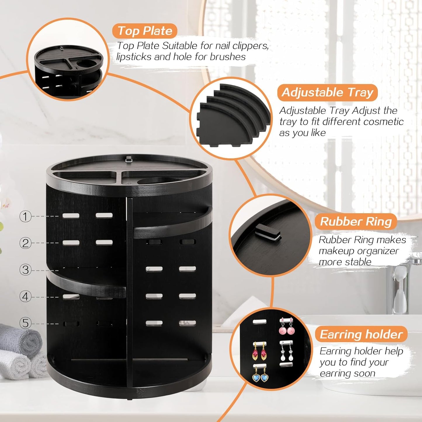 Cosmetics 360° Rotating Makeup Organizer