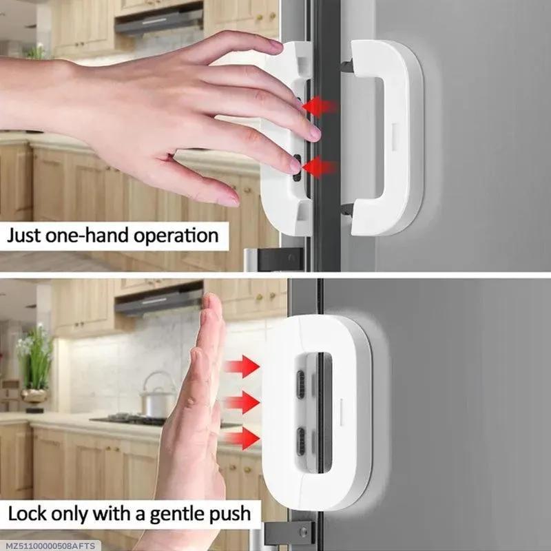 🔒 White Fridge Lock | One-Hand Use
