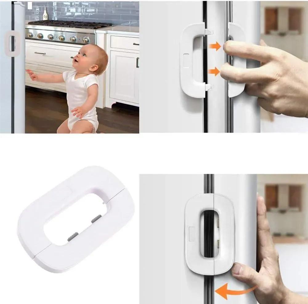 🔒 White Fridge Lock | One-Hand Use